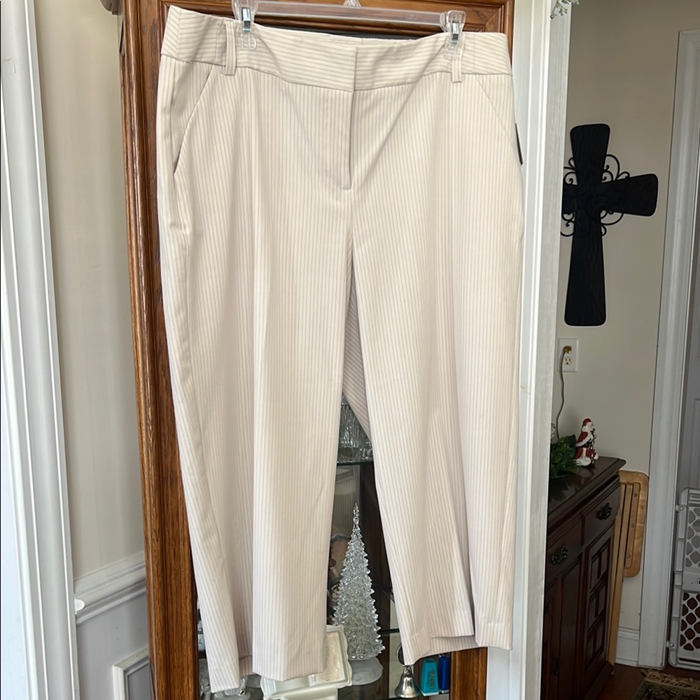 Women's Cream Pinstripe Pants